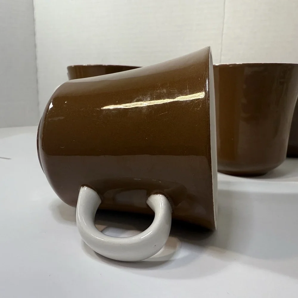 Vintage Mikasa Sun Blaze Brown Espresso Cera Stone Creamer‎ and 6 Coffee Cup Set
